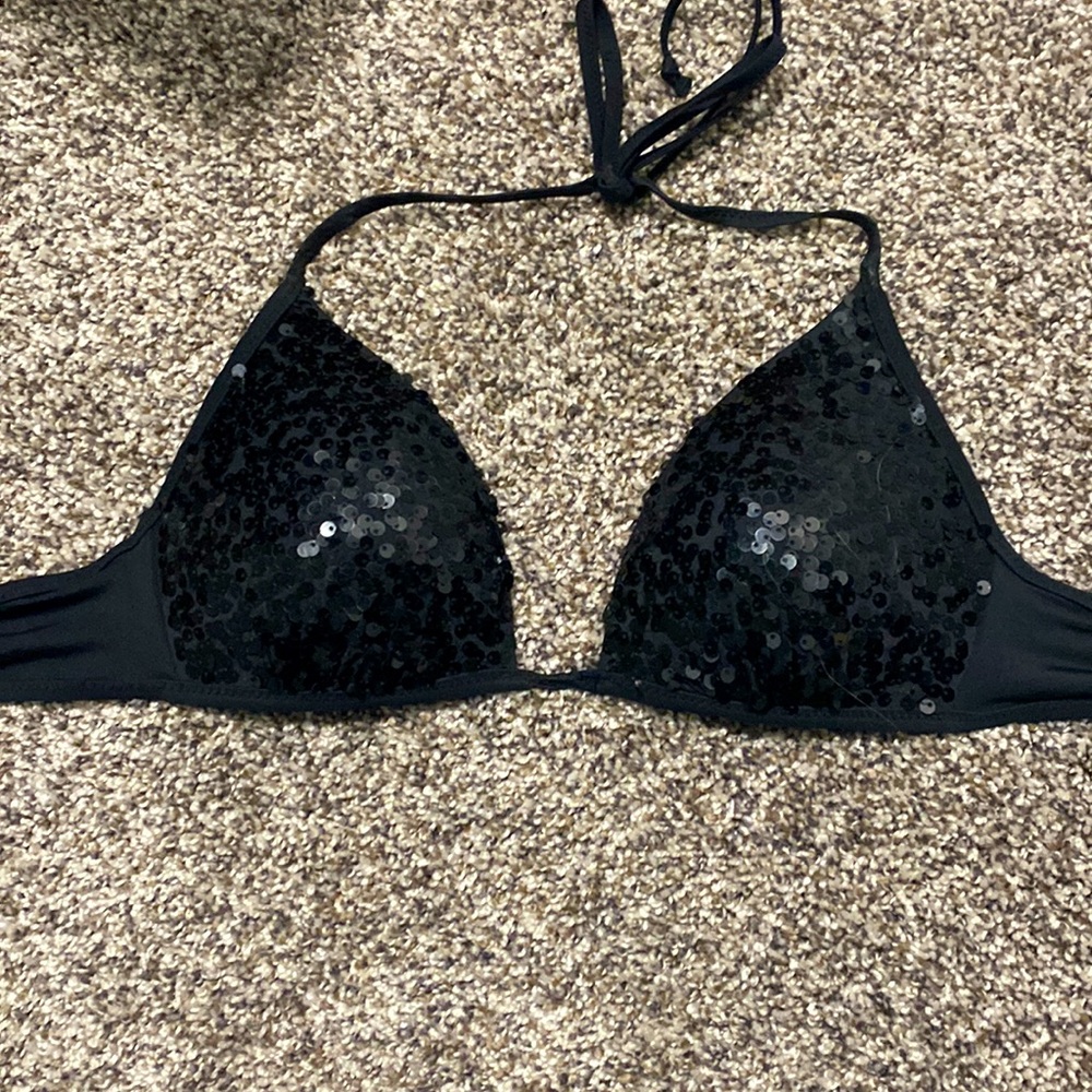 Victoria’s Secret black sequins swim top 34B  bikini